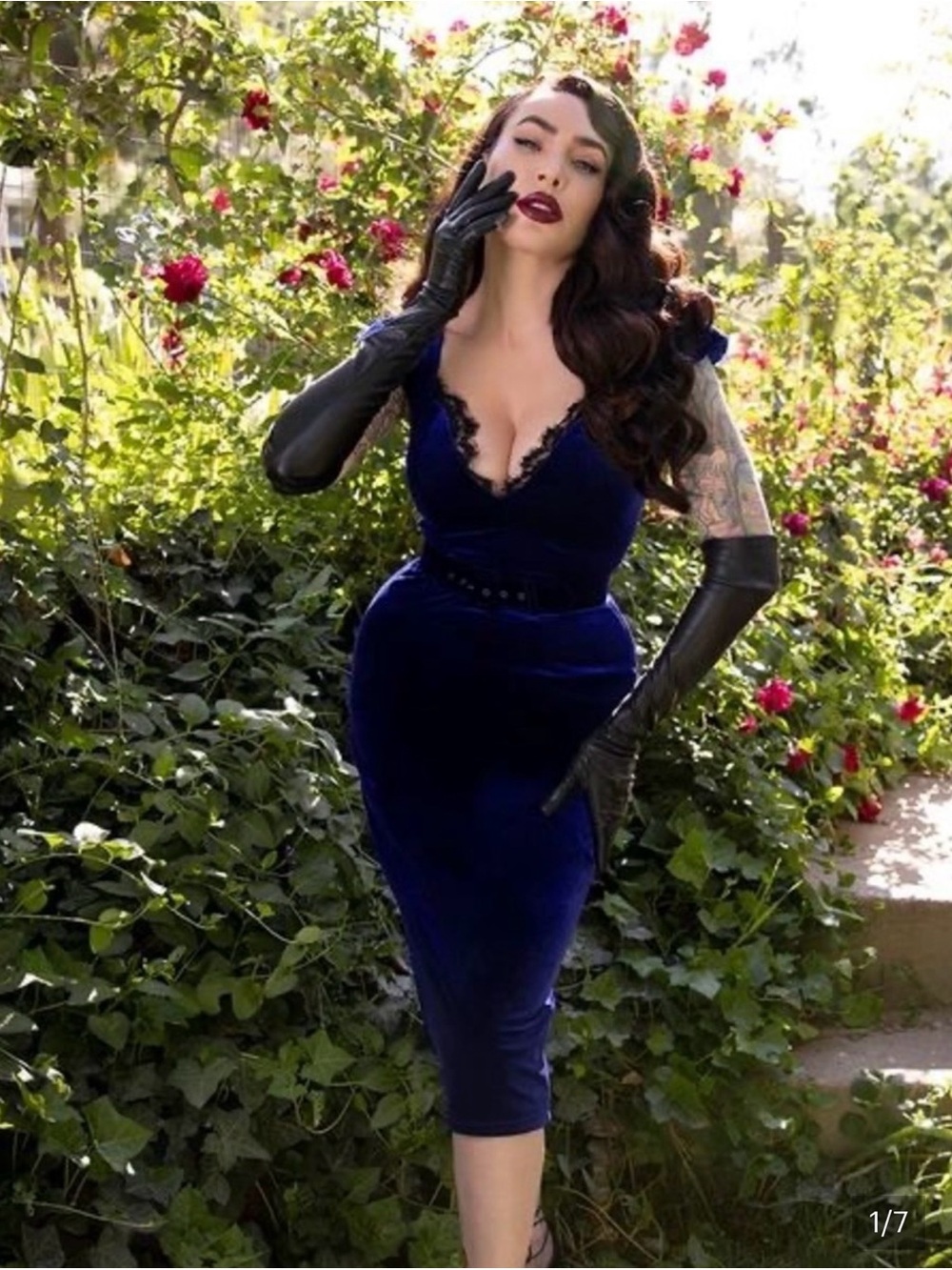 La Femme En Noir blue Baudelaire wiggle dress